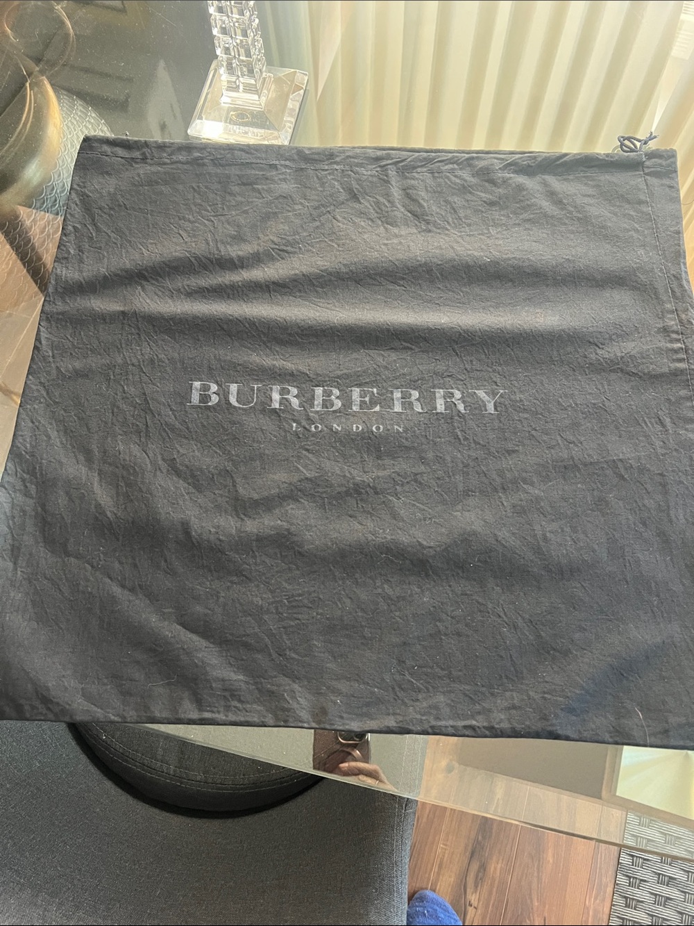 Burberry Black Drawstring Dust Bag with London Logo